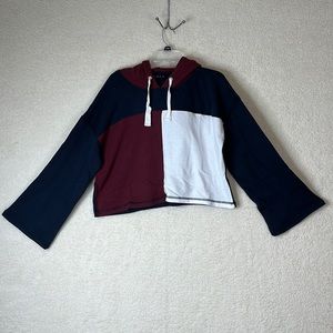 NWT Soncy Womens Color Blocked Crop Cropped Hoodie Top Stretch SIZE XL PLUS SIZE